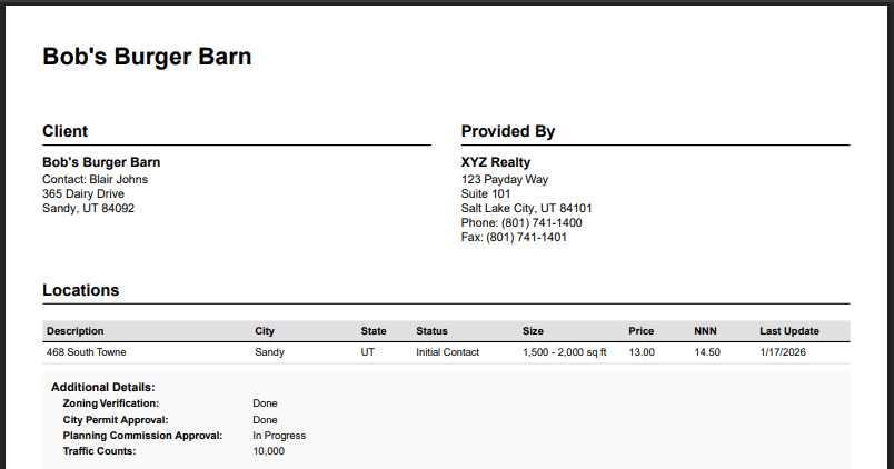 Client Report Preview Screenshot